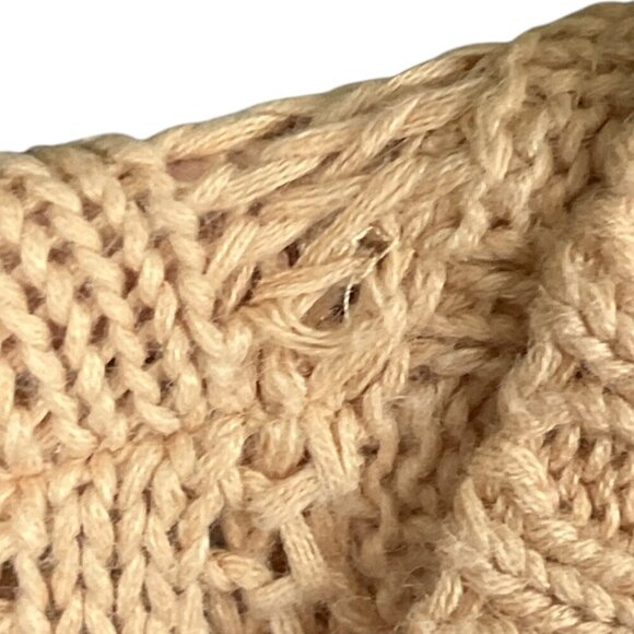 Aeropostale Womens Y2K Chunky Button Cardigan Sz M Beige Ramie Preppy Tie Waist - Picture 8 of 9